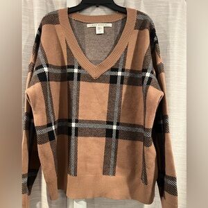 Brown plaid sweater